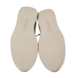 Pre Owned Dolce & Gabbana Metallic Silver Perforated Leather Lace Up Low Top Sneakers Size 43.5