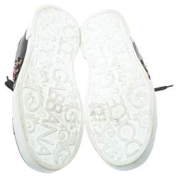 Pre Owned Dolce and Gabbana Black Leather Heart Low Top Sneakers Size 43.5