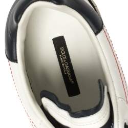Pre Owned حذاء رياضي دولتشي أند غابانا بورتوفينو جلد أبيض / أسود رباط علوي مقاس 42.5