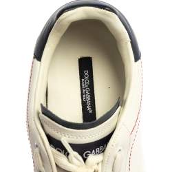 Pre Owned Dolce & Gabbana White/Brown Leather Logo Velcro Strap Sneakers Size 40