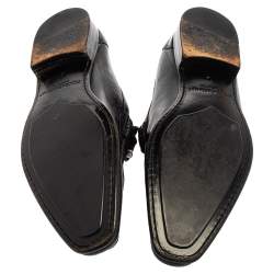 Pre Owned Dolce and Gabanna Black Leather Bit Slip On Loafers Size 42