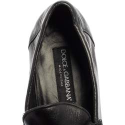 Pre Owned Dolce and Gabanna Black Leather Bit Slip On Loafers Size 42