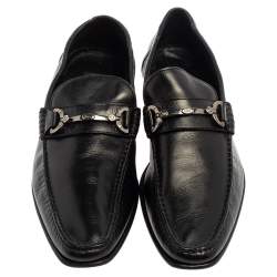 Pre Owned Dolce and Gabanna Black Leather Bit Slip On Loafers Size 42