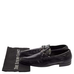 Pre Owned Dolce and Gabanna Black Leather Bit Slip On Loafers Size 42