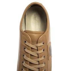 Dolce & Gabbana Beige Leather Cap Toe Low Top Sneakers Size 45