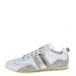 Pre Owned حذاء رياضى دولتشى أند غابانا شعار جلد أبيض مقاس 43.5