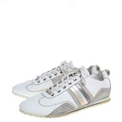 Pre Owned حذاء رياضى دولتشى أند غابانا شعار جلد أبيض مقاس 43.5