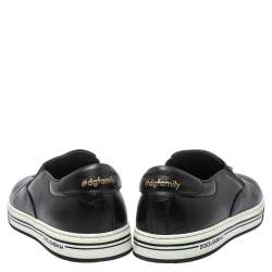 Pre Owned Dolce & Gabbana Black Leather Family Slip On Sneakers Size 42