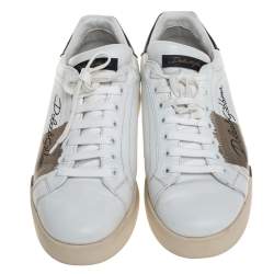 Pre Owned حذاء رياضي دولتشي أند غابانا بورتوفينو جلد أبيض مقاس 43