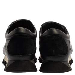 مملوكة مسبقًا Dolce & Gabbana Black/Silver Perforated Leather And Suede Sorrento Lace Up Sneakers Size 43