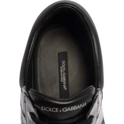مملوكة مسبقًا Dolce & Gabbana Black/Silver Perforated Leather And Suede Sorrento Lace Up Sneakers Size 43
