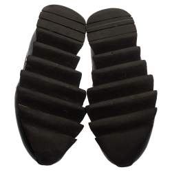 مملوكة مسبقًا Dolce & Gabbana Black/Silver Perforated Leather And Suede Sorrento Lace Up Sneakers Size 43