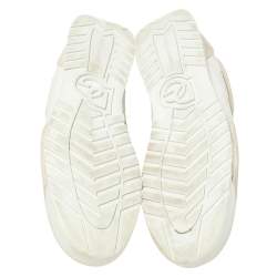 مملوكة مسبقًا Dolce & Gabbana White Perforated Leather And Suede Lace Up Sneakers Size 43