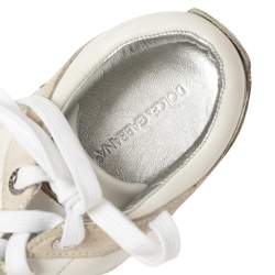 مملوكة مسبقًا Dolce & Gabbana White Perforated Leather And Suede Lace Up Sneakers Size 43