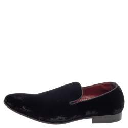 Pre Owned حذاء سليبرز دولتشي أند غابانا سموكينغ قطيفة أسود مقاس 43