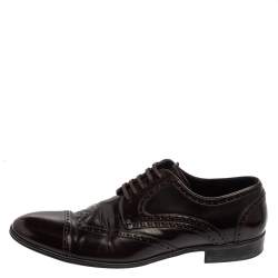 Pre Owned Dolce & Gabbana Dark Brown Leather Brogue Lace Up Derby Size 45