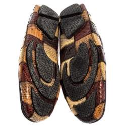 Pre Owned Dolce & Gabbana Multicolor Patchwork Snakeskin Leather Loafers Size 41