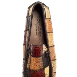 Pre Owned Dolce & Gabbana Multicolor Patchwork Snakeskin Leather Loafers Size 41