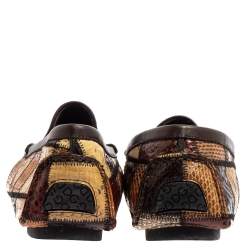 Pre Owned Dolce & Gabbana Multicolor Patchwork Snakeskin Leather Loafers Size 41
