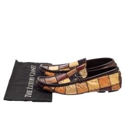 Pre Owned Dolce & Gabbana Multicolor Patchwork Snakeskin Leather Loafers Size 41