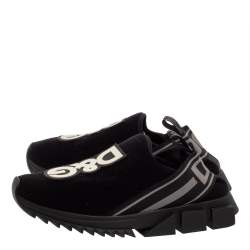 مملوكة مسبقًا Dolce & Gabbana Black Knit Fabric Sorrento Sneakers Size 42