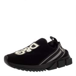 مملوكة مسبقًا Dolce & Gabbana Black Knit Fabric Sorrento Sneakers Size 42