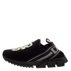 مملوكة مسبقًا Dolce & Gabbana Black Knit Fabric Sorrento Sneakers Size 42