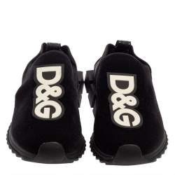 مملوكة مسبقًا Dolce & Gabbana Black Knit Fabric Sorrento Sneakers Size 42