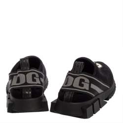 مملوكة مسبقًا Dolce & Gabbana Black Knit Fabric Sorrento Sneakers Size 42