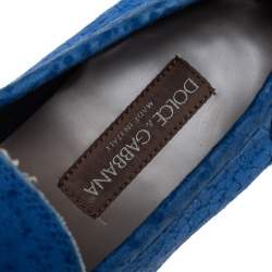 Pre Owned Dolce & Gabbana Blue Textured Suede Genova Slip On Loafers Size 43