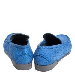 Pre Owned Dolce & Gabbana Blue Textured Suede Genova Slip On Loafers Size 43