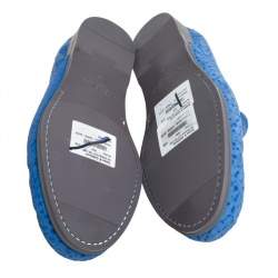 Pre Owned Dolce & Gabbana Blue Textured Suede Genova Slip On Loafers Size 43