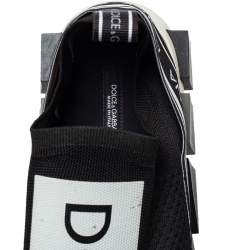 Pre Owned Dolce & Gabbana Black/White Knit Fabric Sorrento Slip On Sneakers Size 41.5