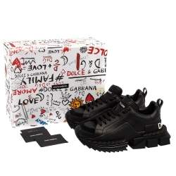 Pre Owned حذاء رياضي دولتشي أند غابانا سوبر كينغ جلد أسود مقاس 42