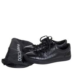 Pre Owned Dolce & Gabbana Black Leather Low Top Sneakers Size 43