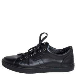 Pre Owned Dolce & Gabbana Black Leather Low Top Sneakers Size 43