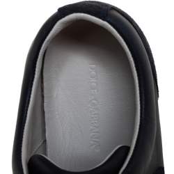 مملوكة مسبقًا Dolce & Gabbana Black/Blue Suede And Leather Logo Plaque Sneakers Size 41