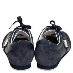 مملوكة مسبقًا Dolce & Gabbana Black/Blue Suede And Leather Logo Plaque Sneakers Size 41