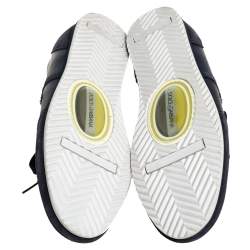 مملوكة مسبقًا Dolce & Gabbana Black/Blue Suede And Leather Logo Plaque Sneakers Size 41