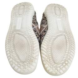 Pre Owned Dolce & Gabbana Beige Car Print Canvas Slip On Sneakers Size 44