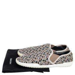 Pre Owned Dolce & Gabbana Beige Car Print Canvas Slip On Sneakers Size 44