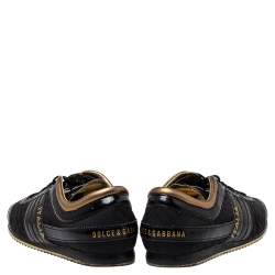 مملوكة مسبقًا Dolce & Gabbana Black Patent Leather And Nylon Low Top Sneakers Size 40 
