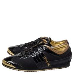 مملوكة مسبقًا Dolce & Gabbana Black Patent Leather And Nylon Low Top Sneakers Size 40 