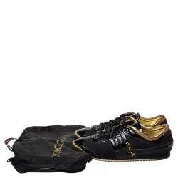 مملوكة مسبقًا Dolce & Gabbana Black Patent Leather And Nylon Low Top Sneakers Size 40 
