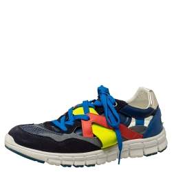 Pre Owned Dolce & Gabbana Multicolor Mesh And Leather Low Top Sneakers Size 41