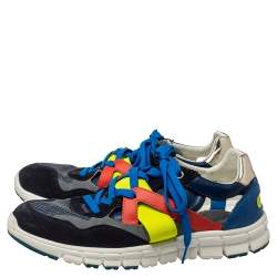 Pre Owned Dolce & Gabbana Multicolor Mesh And Leather Low Top Sneakers Size 41