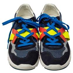 Pre Owned Dolce & Gabbana Multicolor Mesh And Leather Low Top Sneakers Size 41