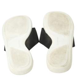Pre Owned Dolce & Gabbana Black Nylon And Leather Thong Flat Sandals Size 42