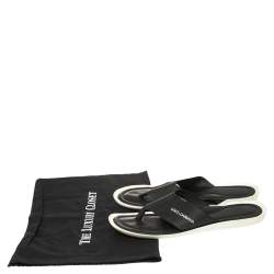 Pre Owned Dolce & Gabbana Black Nylon And Leather Thong Flat Sandals Size 42