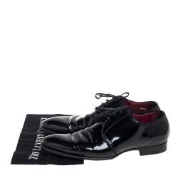 مملوكة مسبقًا حذاء ديربي دولتشي أند غابانا جلد لامع أسود رباط علوي مقاس 43